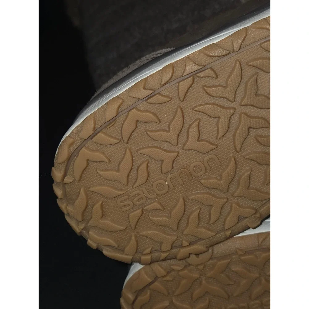 Salomon Women's Brown Quilted Wool Winter Snow Boots Fur Trim Lace Up Zip Size 8